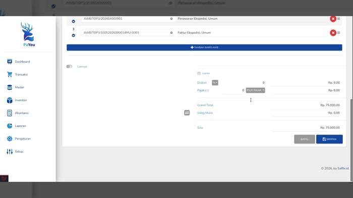 AWB yang Sudah Terintegrasi dengan Invoice